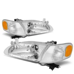 98-00 Toyota Corolla Factory Style Replacement Headlights - Chrome / Amber