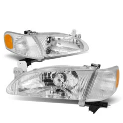 98-00 Toyota Corolla Factory Style Replacement Headlights - Chrome / Amber -High-Efficiency Car Light Store 98 00 toyota corolla factory style replacement headlights chrome amber 79