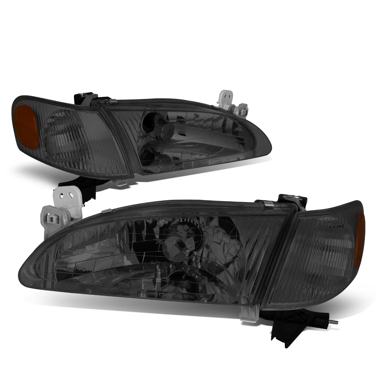 98-00 Toyota Corolla Factory Style Replacement Headlights - Smoked Lens / Amber 3 98-00 Toyota Corolla Factory Style Replacement Headlights - Smoked Lens / Amber - Image 3