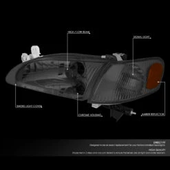 98-00 Toyota Corolla Factory Style Replacement Headlights - Smoked Lens / Amber 12 98-00 Toyota Corolla Factory Style Replacement Headlights - Smoked Lens / Amber -High-Efficiency Car Light Store 98 00 toyota corolla factory style replacement headlights smoked lens amber 82