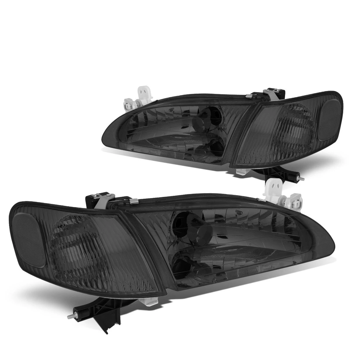 98-00 Toyota Corolla Factory Style Replacement Headlights - Smoked Lens / Clear 2 98-00 Toyota Corolla Factory Style Replacement Headlights - Smoked Lens / Clear - Image 2