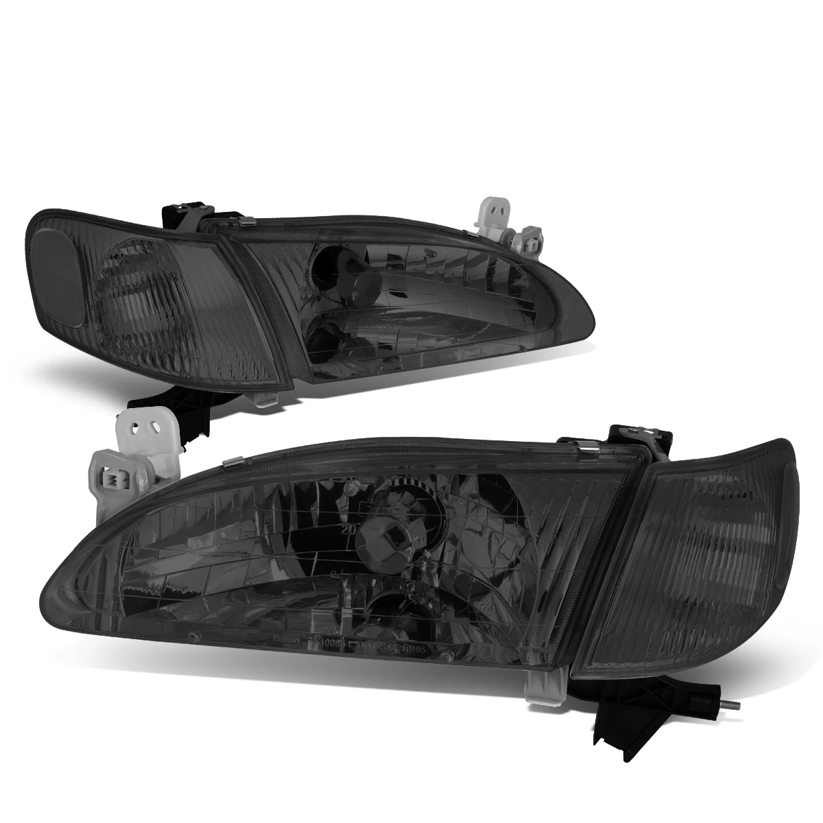 98-00 Toyota Corolla Factory Style Replacement Headlights - Smoked Lens / Clear 3 98-00 Toyota Corolla Factory Style Replacement Headlights - Smoked Lens / Clear - Image 3