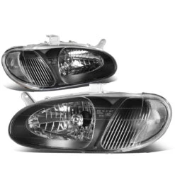 98-01 Kia Sephia Factory Style Replacement Headlights - Black / Clear -High-Efficiency Car Light Store 98 01 kia sephia factory style replacement headlights black clear 70
