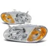 98-01 Kia Sephia Factory Style Replacement Headlights - Chrome / Amber