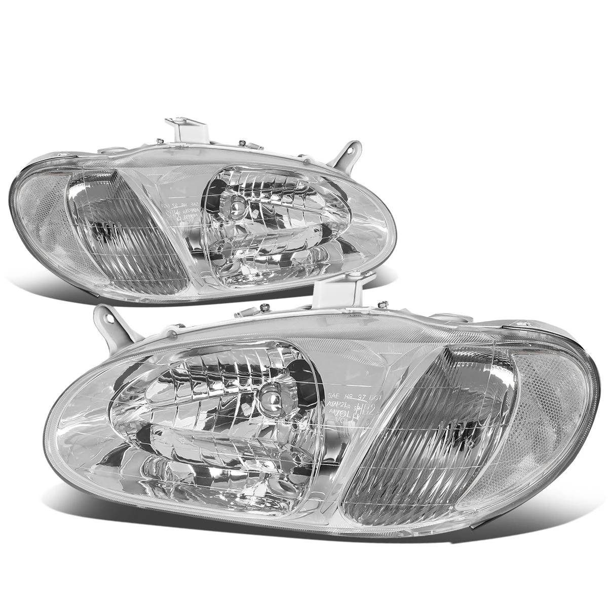 98-01 Kia Sephia Factory Style Replacement Headlights - Chrome / Clear 1 98-01 Kia Sephia Factory Style Replacement Headlights - Chrome / Clear
