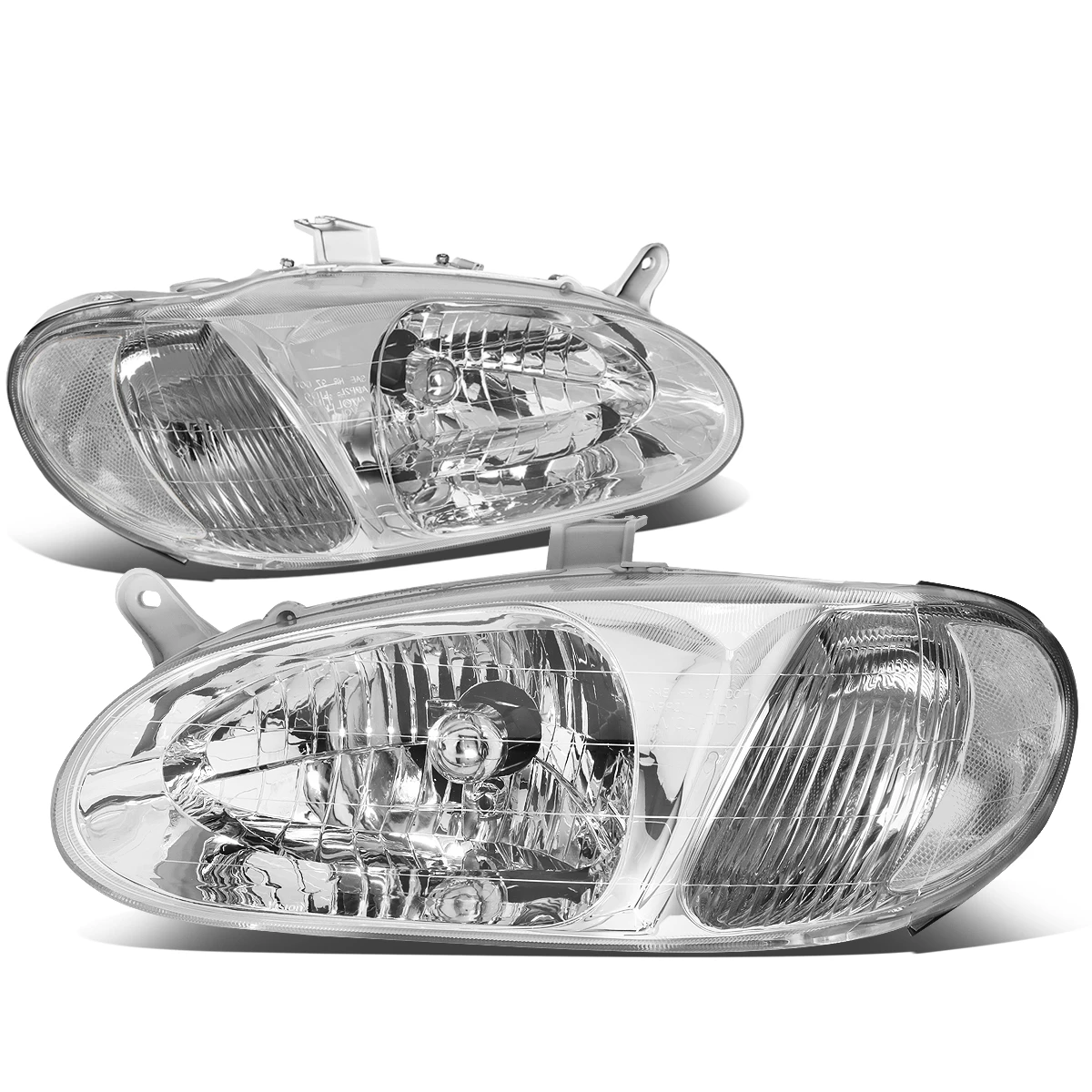 98-01 Kia Sephia Factory Style Replacement Headlights - Chrome / Clear 3 98-01 Kia Sephia Factory Style Replacement Headlights - Chrome / Clear - Image 3