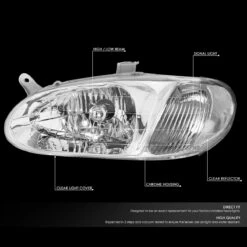 98-01 Kia Sephia Factory Style Replacement Headlights - Chrome / Clear 12 98-01 Kia Sephia Factory Style Replacement Headlights - Chrome / Clear -High-Efficiency Car Light Store 98 01 kia sephia factory style replacement headlights chrome clear 73