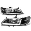 98-02 Honda Accord LED DRL Strip Crystal Headlights - Black Clear