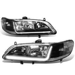 98-02 Honda Accord LED DRL Strip Crystal Headlights - Black Clear