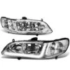 98-02 Honda Accord LED DRL Strip Crystal Headlights - Chrome Clear