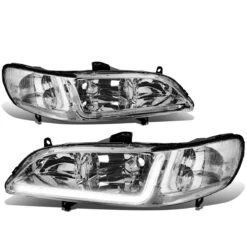 98-02 Honda Accord LED DRL Strip Crystal Headlights - Chrome Clear -High-Efficiency Car Light Store 98 02 honda accord led drl strip crystal headlights chrome clear 136