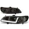 98-02 Honda Accord LED DRL Strip Crystal Headlights - Smoked Clear