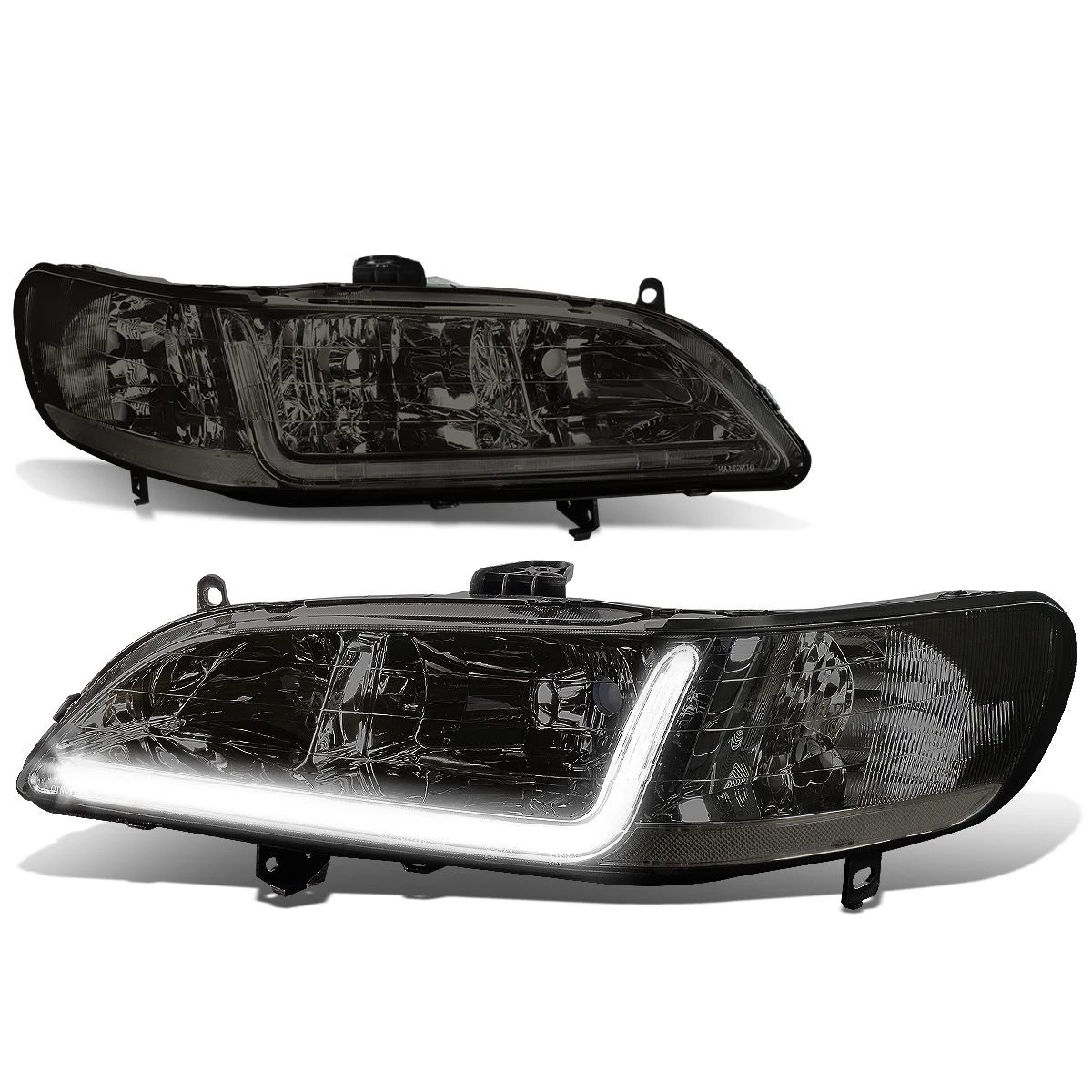 98-02 Honda Accord LED DRL Strip Crystal Headlights - Smoked Clear 1 98-02 Honda Accord LED DRL Strip Crystal Headlights - Smoked Clear