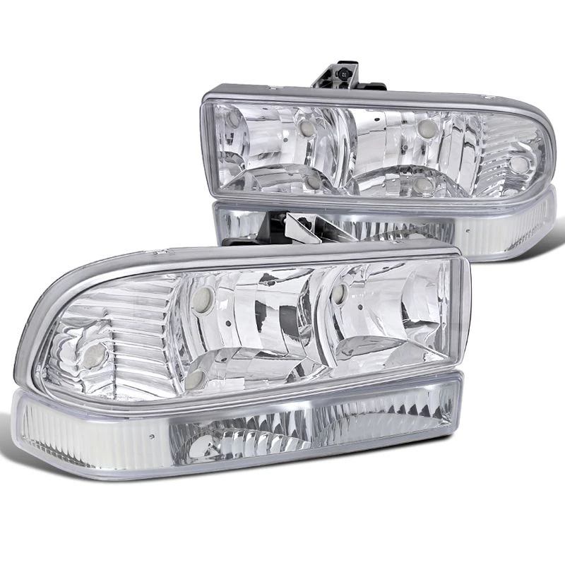98-04 Chevy S10 / Blazer Crystal Replacement Headlights - Chrome Clear 1 98-04 Chevy S10 / Blazer Crystal Replacement Headlights - Chrome Clear