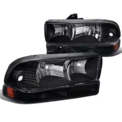 98-04 Chevy S10 / Blazer Replacement Crystal Headlights - Black Amber