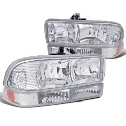 98-04 Chevy S10 / Blazer Replacement Crystal Headlights - Chrome Amber