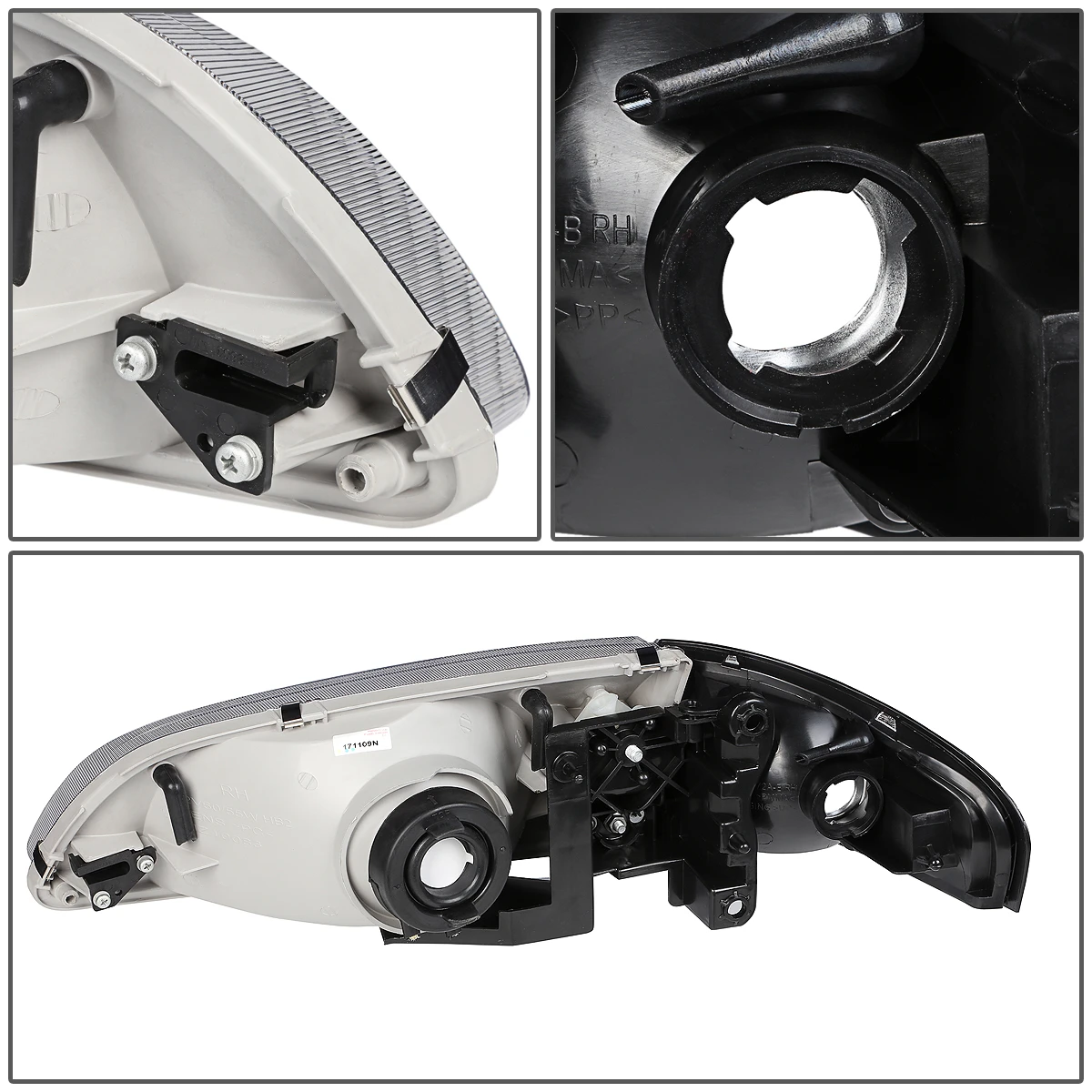 98-99 Mazda 626 4Pcs Black Fluted Lens Headlights + Clear Corner Lights 4 98-99 Mazda 626 4Pcs Black Fluted Lens Headlights + Clear Corner Lights - Image 4