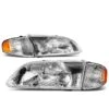 98-99 Mazda 626 4Pcs Chrome Fluted Lens Headlights + Amber Corner Lights