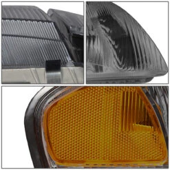 98-99 Mazda 626 4Pcs Smoked Fluted Lens Headlights + Amber Corner Lights -High-Efficiency Car Light Store 98 99 mazda 626 4pcs smoked fluted lens headlights amber corner lights 109