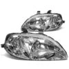 99-00 Honda Civic JDM Style Crystal Headlights - Chrome