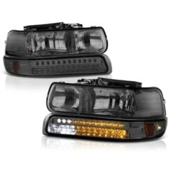 99-02 Chevy Silverado / Tahoe / Suburban Crystal Headlights + LED Bumper - Smoked