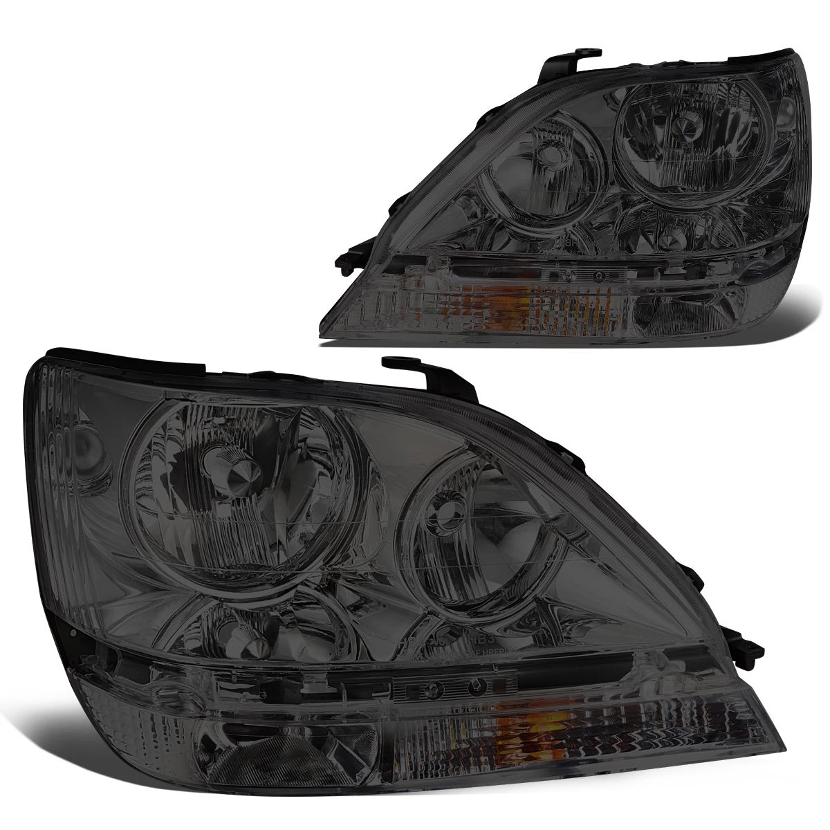 99-03 Lexus Rx300 Factory Style Replacement Headlights - Smoked / Amber 2 99-03 Lexus Rx300 Factory Style Replacement Headlights - Smoked / Amber - Image 2