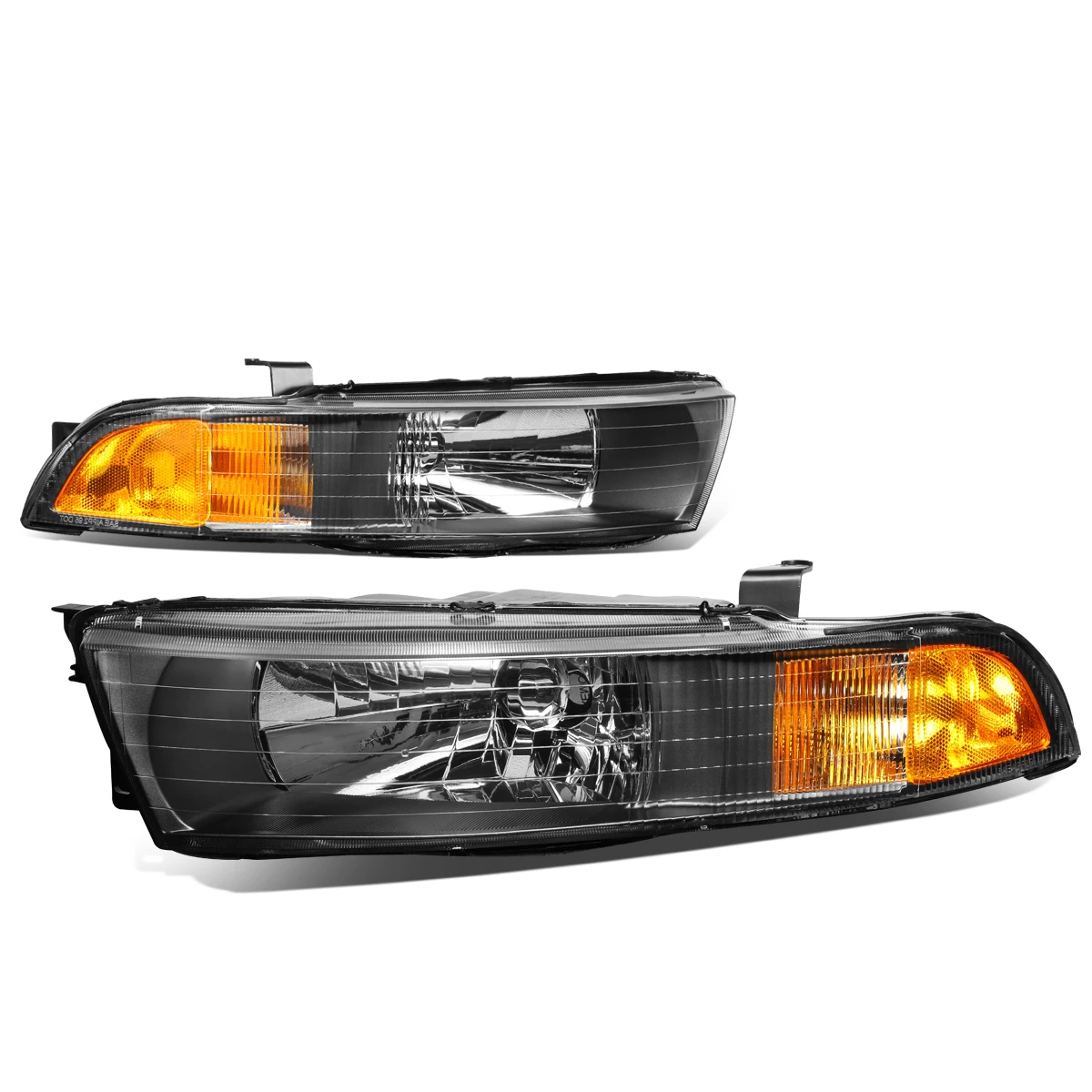 99-03 Mitsubishi Galant Factory Style Replacement Headlights - Black / Amber 3 99-03 Mitsubishi Galant Factory Style Replacement Headlights - Black / Amber - Image 3