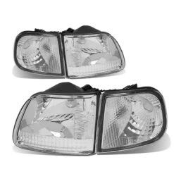 99-04 Ford F150 Euro Style Crystal Headlights + Corner Lens - Chrome