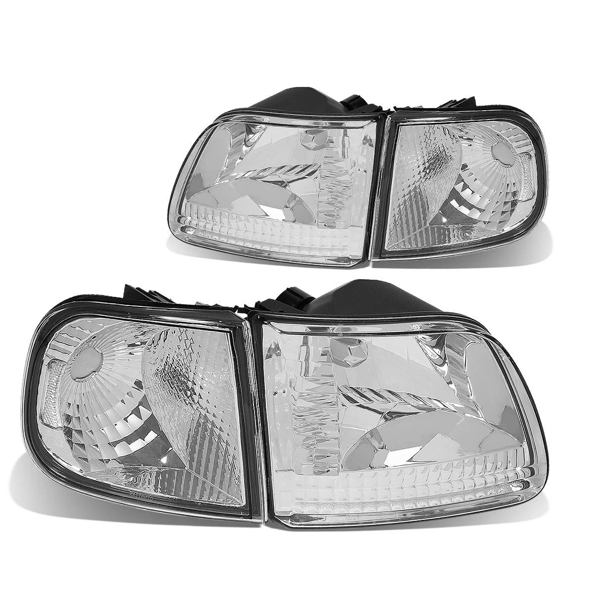 99-04 Ford F150 Euro Style Crystal Headlights + Corner Lens - Chrome 2 99-04 Ford F150 Euro Style Crystal Headlights + Corner Lens - Chrome - Image 2