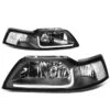 99-04 Ford Mustang LED DRL Bar Headlights - Black / Clear