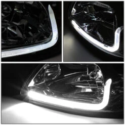 99-04 Ford Mustang LED DRL Bar Headlights - Smoked / Amber -High-Efficiency Car Light Store 99 04 ford mustang led drl bar headlights smoked amber 142