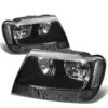 99-04 Jeep Grand Cherokee Replacement Crystal Headlights - Black Clear