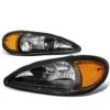 99-05 Pontiac Grand Am Reflective Replace Headlights - Black / Amber