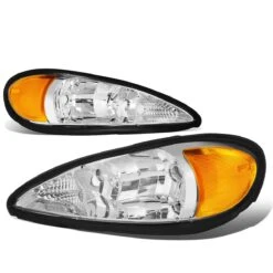 99-05 Pontiac Grand Am Reflective Replace Headlights - Chrome / Amber