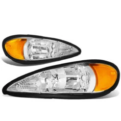 99-05 Pontiac Grand Am Reflective Replace Headlights - Chrome / Amber -High-Efficiency Car Light Store 99 05 pontiac grand am reflective replace headlights chrome amber 99