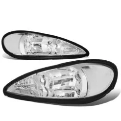 99-05 Pontiac Grand Am Reflective Replace Headlights - Chrome / Clear