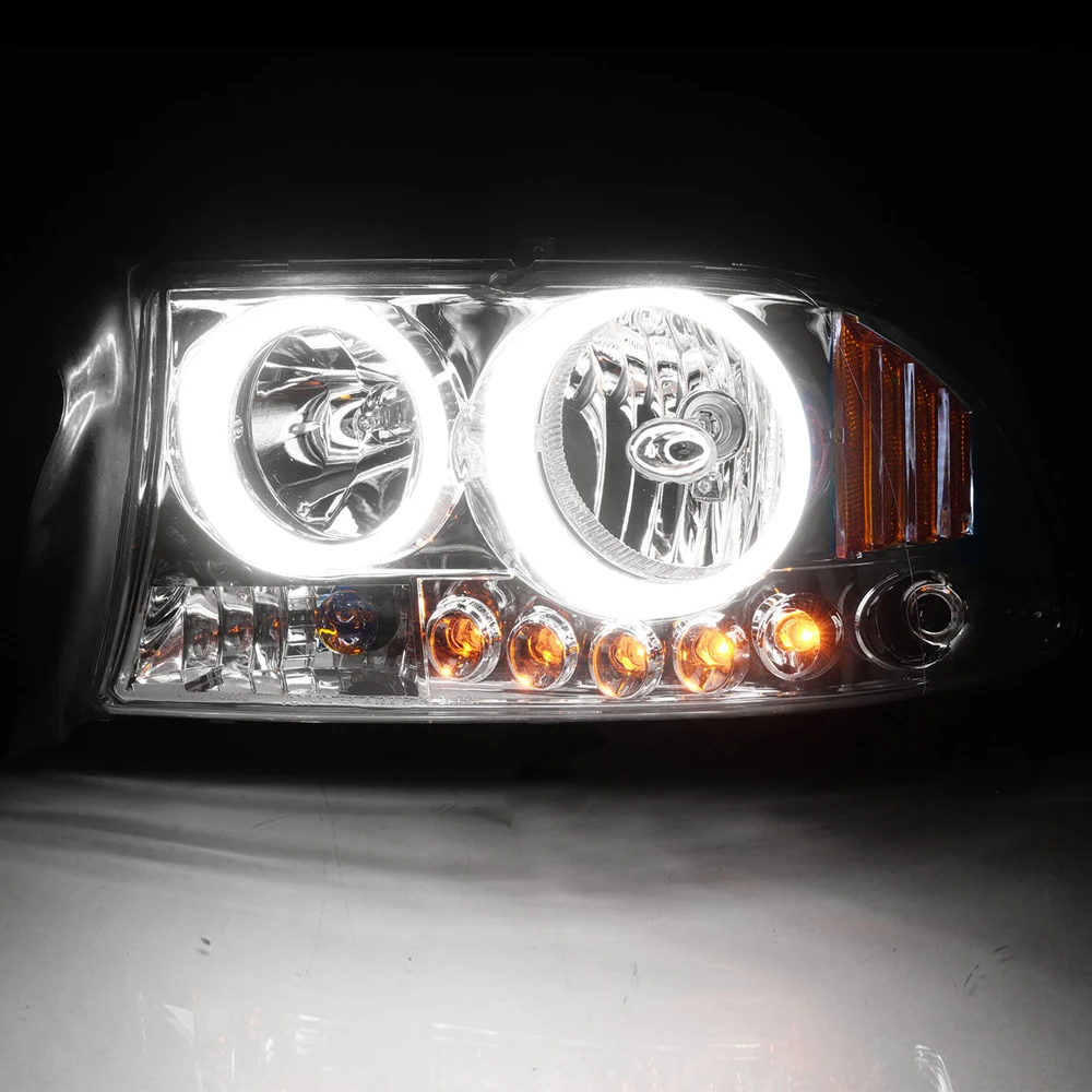 98-04 Dodge Durango / Dakota Chrome Super Bright LED Halo Parking Headlights 4 98-04 Dodge Durango / Dakota Chrome Super Bright LED Halo Parking Headlights - Image 4