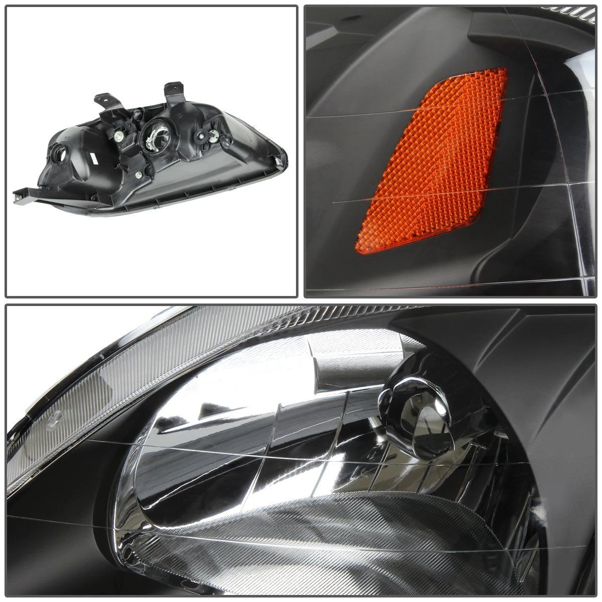 1999-2000 Honda Civic Factory Style Crystal Headlights - Chrome 2 1999-2000 Honda Civic Factory Style Crystal Headlights - Chrome - Image 2