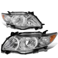 2009-2010 Toyota Corolla Replacement Crystal Headlights - Chrome