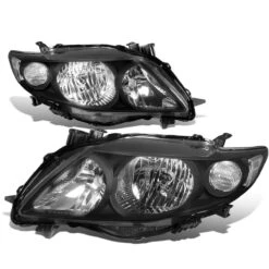 2009-2010 Toyota Corolla Replacement Crystal Headlights - Black Clear