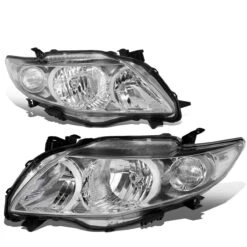 2009-2010 Toyota Corolla Replacement Crystal Headlights - Chrome Clear