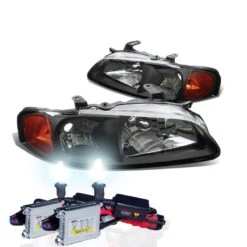 HID Combo 00-03 Nissan Sentra Euro Style Crystal Headlights- Black