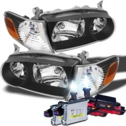 HID Combo 01-02 Toyota Corolla 1-Piece Crystal Headlights - Black