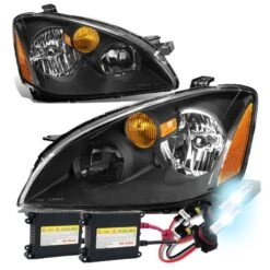 HID Combo 02-04 Nissan Altima Crystal Headlights - Amber / Black