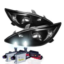 HID Combo 02-04 Toyota Camry (Clear Reflector) Replacement Crystal Headlights - Black