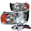 HID Combo 2002-2005 Dodge RAM 1500 2500 3500 Crystal Headlights- Chrome