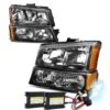 HID Combo 03-06 Chevy Silverado / Avalanche Euro Crystal Headlights - Black