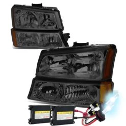 HID Combo 03-06 Chevy Silverado / Avalanche Euro Crystal Headlights - Smoked