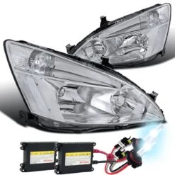 HID Combo 03-07 Honda Accord Euro Style Crystal Headlights - Chrome