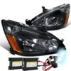 HID Combo 2003-2007 Honda Accord 2D / 4D Euro Crystal Headlights - Black